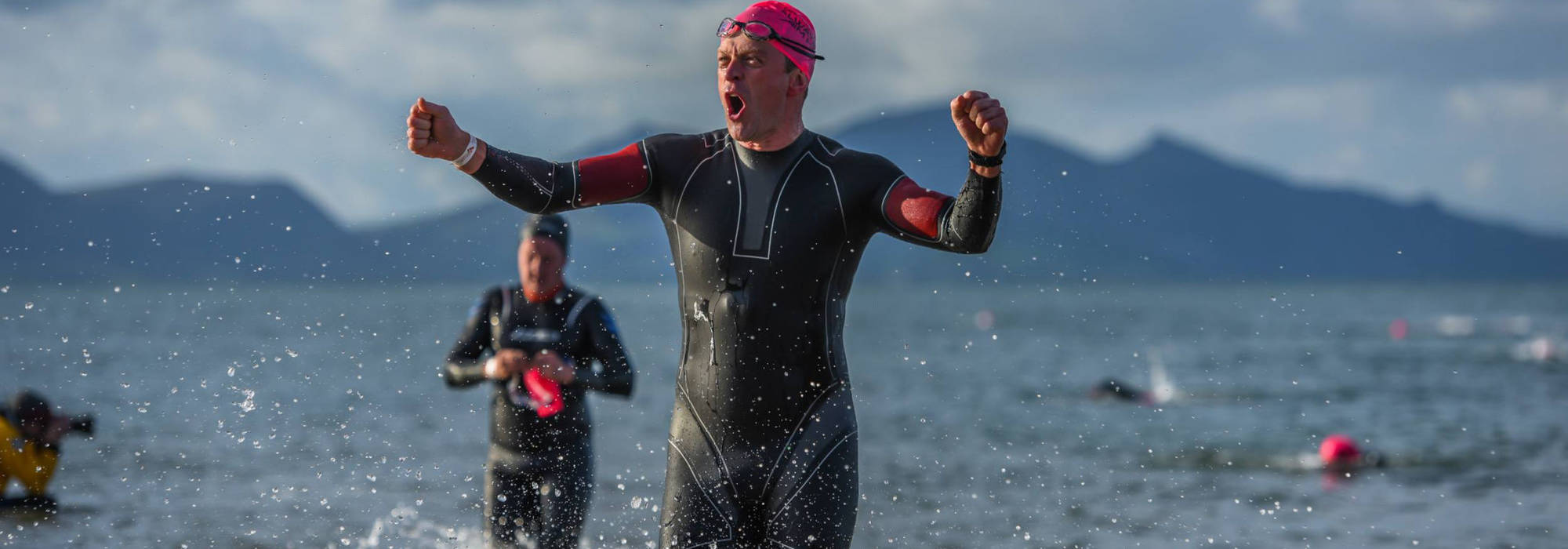 Sandman swim exit celebration