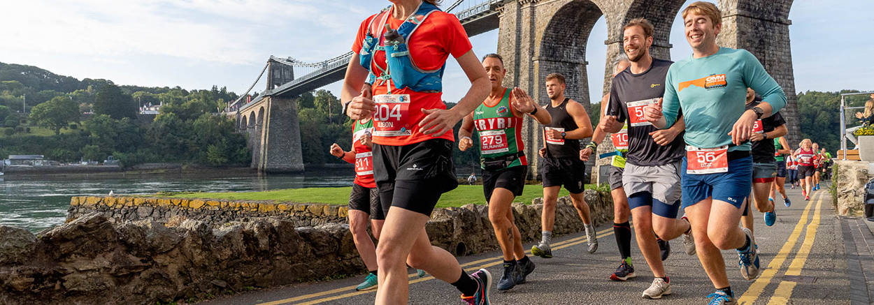 Anglesey Half Matathon runner in Menai Bridge, North Wales
