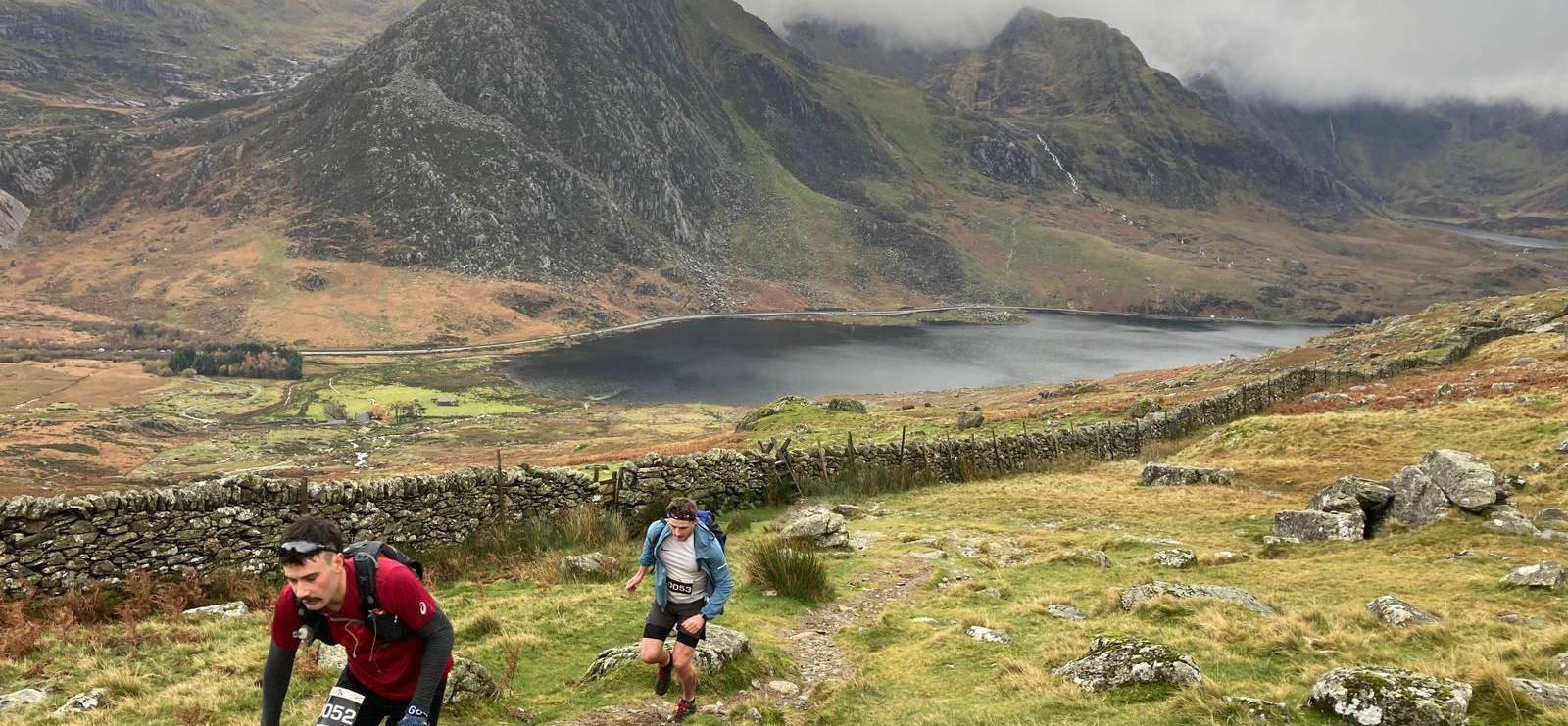 Runners in the Ogwen Valley with Tryfan in the background